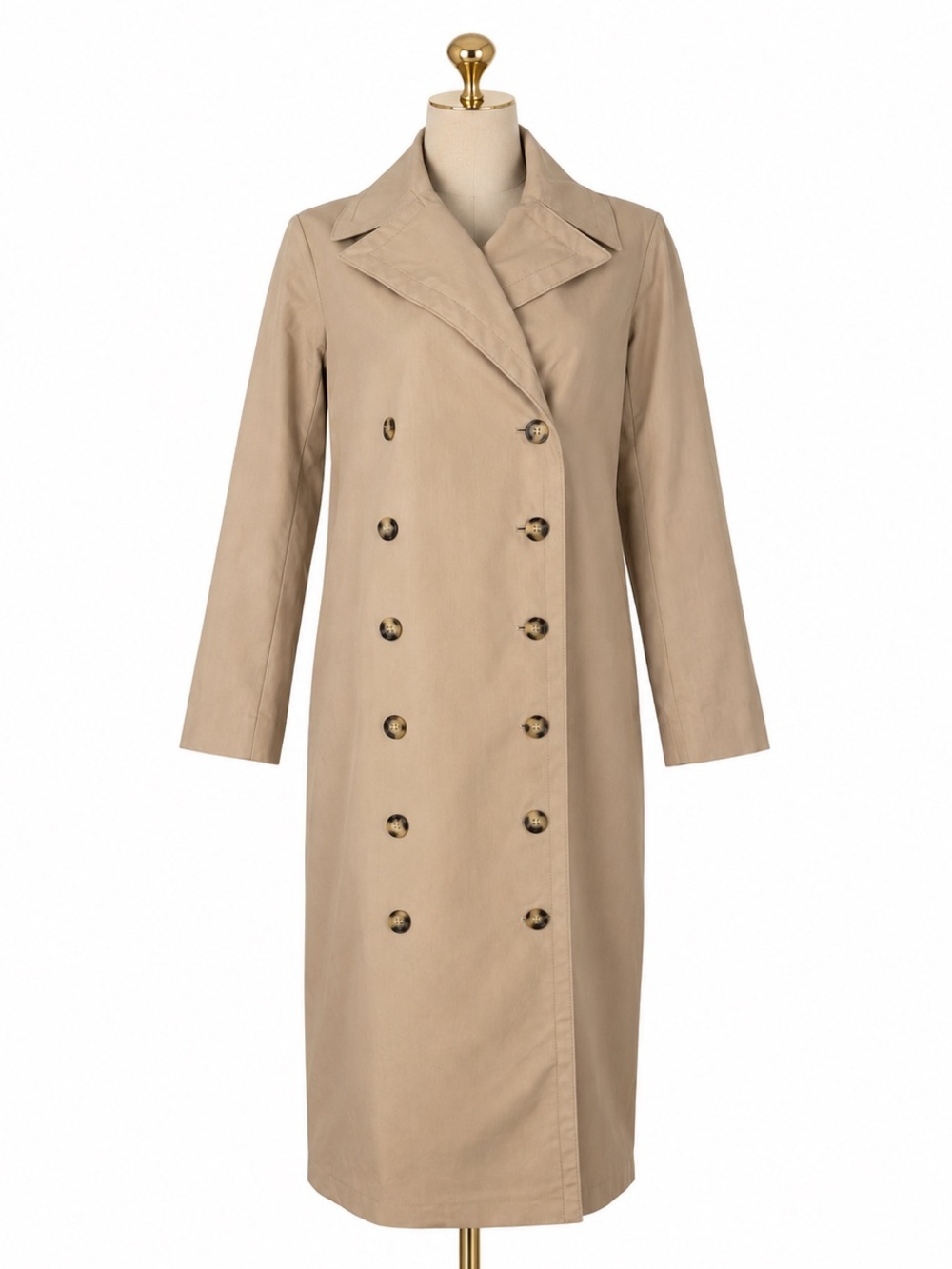 NWT Club Monaco Long Double-Breasted Trench Coat XS | BeigeClassic Luxury Coat - Picture 3 of 8